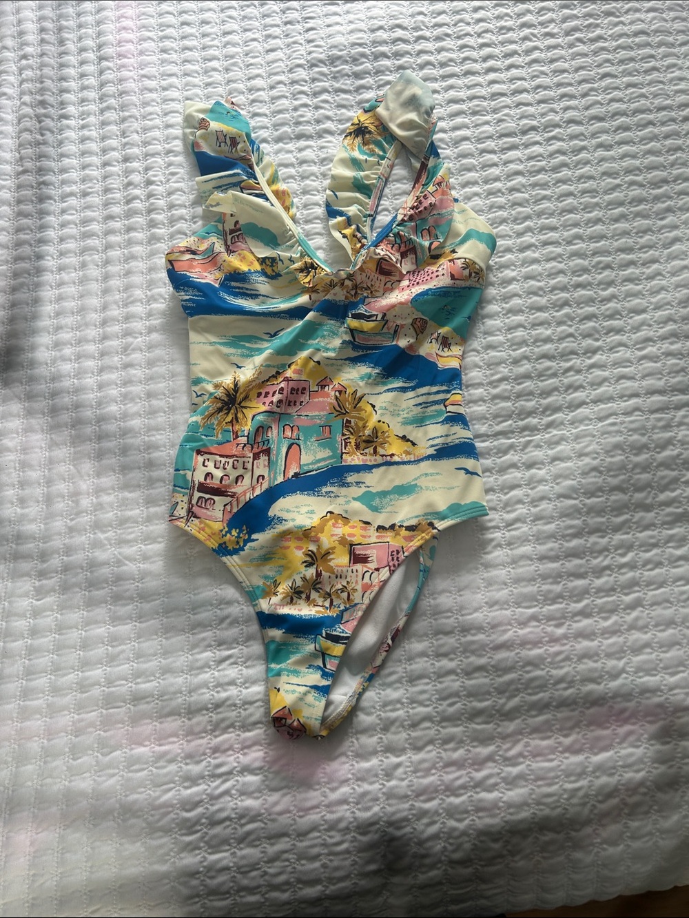 Boden One-Piece Swimsuit in Cream, Blue, Aqua, Pink